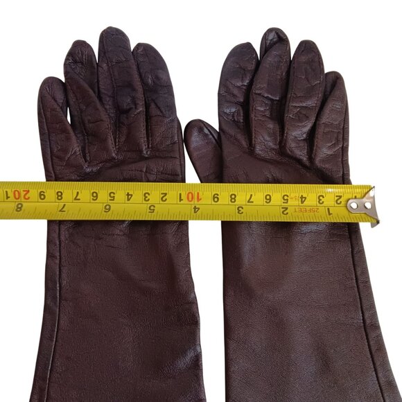 Women's Vintage Women's Gloves 6.5 ARIS Womens 100% Brown Kid Leather Lined - Picture 5 of 6